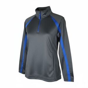 Badger Sport ¼ Zip Pullover – Gray with Royal Blue Accents – Moisture-Wicking...